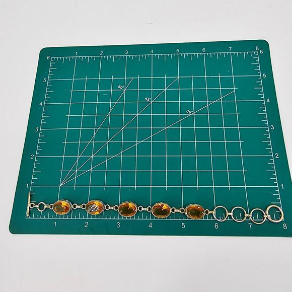 Yellow Citrine Gemstone Handmade 925 Sterling Silver Jewelry Bracelet Sz 7-8" - Picture 5 of 8